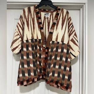 Veranda Wear Kimono 100% Handwoven Cotton, Made In Guatemala, Fits Medium/Large